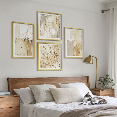 Set om 4 tavlor Abstrakta mönster beige vita