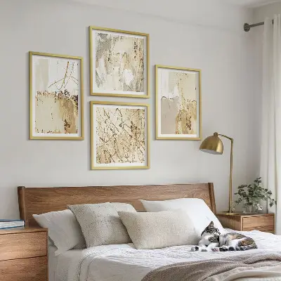 Tavelset med abstrakta mönster beige och vita motiv i 4 delar