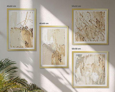Set om 4 tavlor Abstrakta mönster beige vita