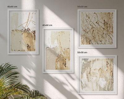 Set om 4 tavlor Abstrakta mönster beige vita