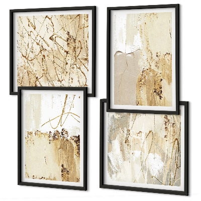 Set om 4 tavlor Abstrakta mönster beige vita