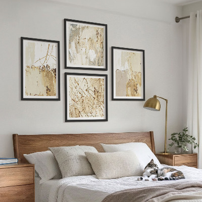 Set om 4 tavlor Abstrakta mönster beige vita