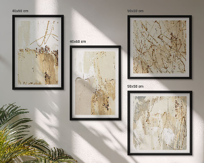 Set om 4 tavlor Abstrakta mönster beige vita