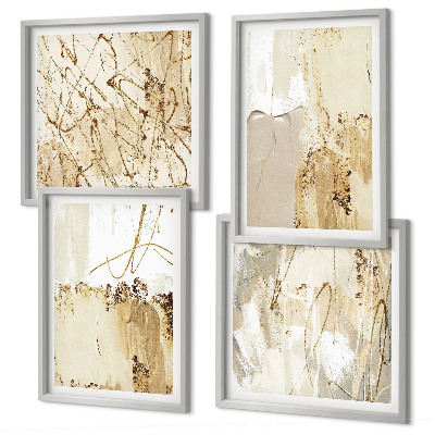 Set om 4 tavlor Abstrakta mönster beige vita