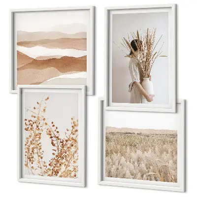Växtmotiv i boho-stil set om 4 tavlor