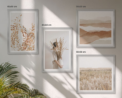 Set om 4 tavlor Växtmotiv i boho-stil