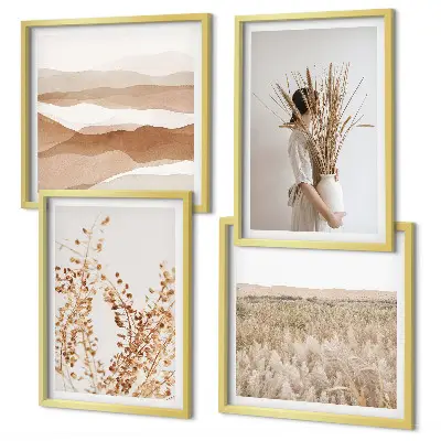 Växtmotiv i boho-stil set om 4 tavlor