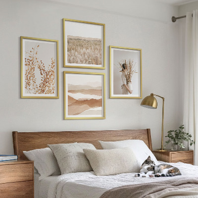 Set om 4 tavlor Växtmotiv i boho-stil