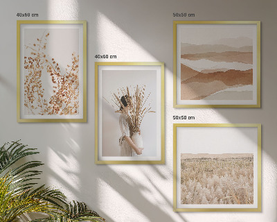 Set om 4 tavlor Växtmotiv i boho-stil