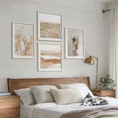 Växtmotiv i boho-stil set om 4 tavlor