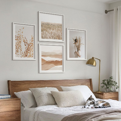 Set om 4 tavlor Växtmotiv i boho-stil