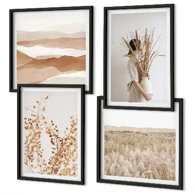 Växtmotiv i boho-stil set om 4 tavlor