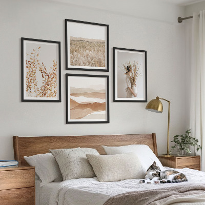 Set om 4 tavlor Växtmotiv i boho-stil