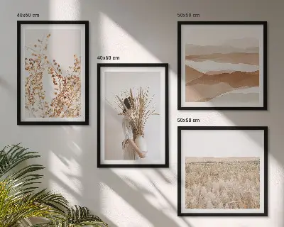 Växtmotiv i boho-stil set om 4 tavlor