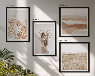 Set om 4 tavlor Växtmotiv i boho-stil