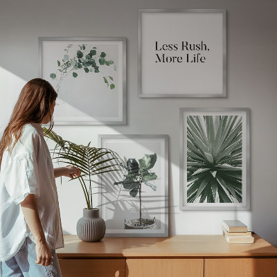 Tavelvägg ovanför soffa Gröna växter minimalism