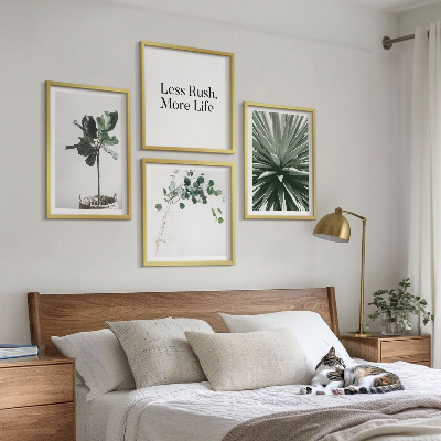 Tavelvägg ovanför soffa Gröna växter minimalism