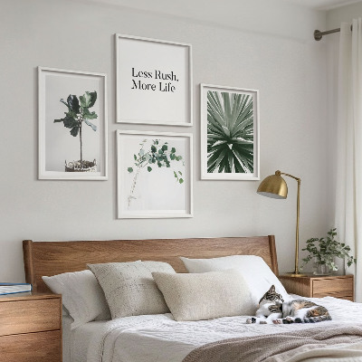Tavelvägg ovanför soffa Gröna växter minimalism
