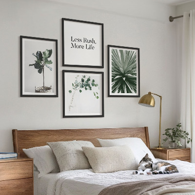 Tavelvägg ovanför soffa Gröna växter minimalism