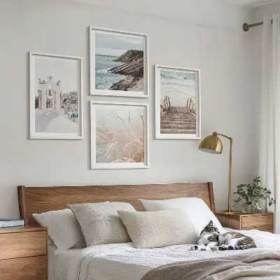 Havsarkitektur Santorini set om 4 tavlor