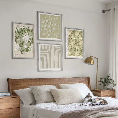 Set om 4 tavlor Boho växtpastellkompositioner