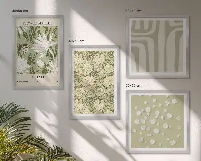 Boho växtpastellkompositioner set med 4 tavlor