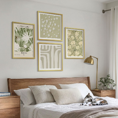 Set om 4 tavlor Boho växtpastellkompositioner