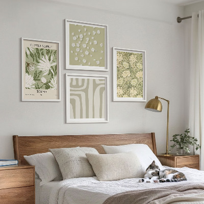 Set om 4 tavlor Boho växtpastellkompositioner