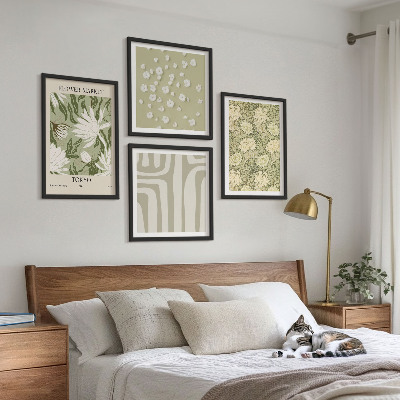 Set om 4 tavlor Boho växtpastellkompositioner