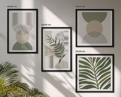 Tavelvägg med 4 tavlor Abstrakta löv boho-stil