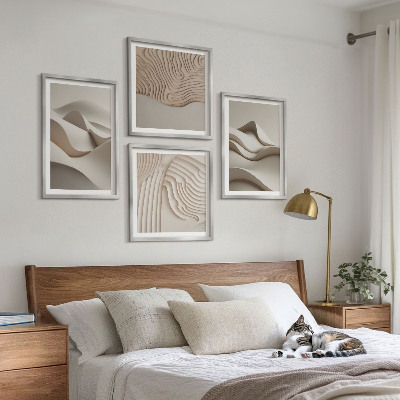 Tavelvägg med 4 tavlor Abstrakta beige vågor