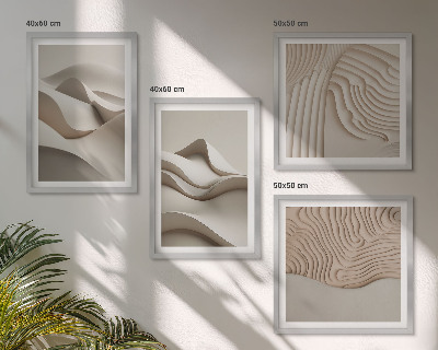 Tavelvägg med 4 tavlor Abstrakta beige vågor