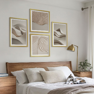 Tavelvägg med 4 tavlor Abstrakta beige vågor