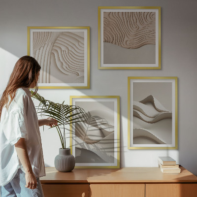 Tavelvägg med 4 tavlor Abstrakta beige vågor