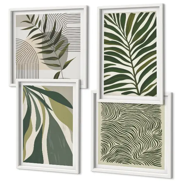 Lövvågor pastell illustrationer set om 4 tavlor