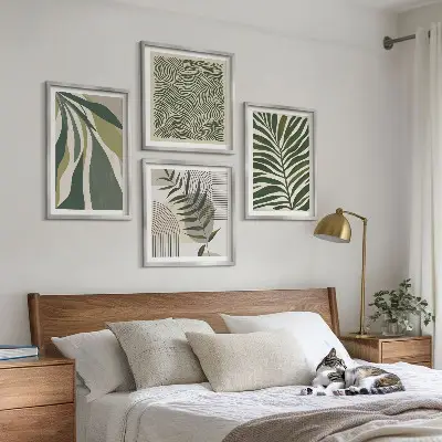 Lövvågor pastell illustrationer set om 4 tavlor