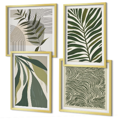 Set om 4 tavlor Lövvågor pastell illustrationer