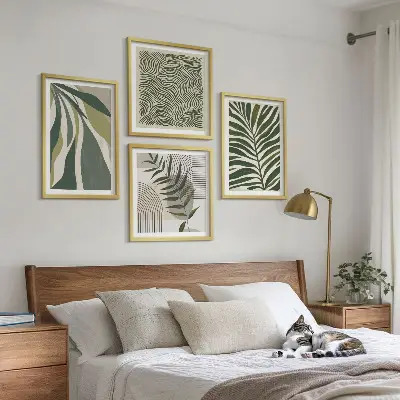 Lövvågor pastell illustrationer set om 4 tavlor