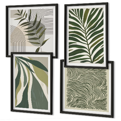Set om 4 tavlor Lövvågor pastell illustrationer