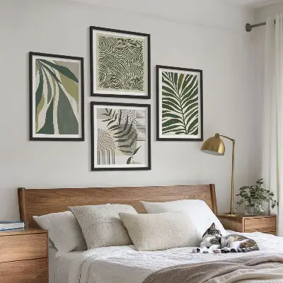 Lövvågor pastell illustrationer set om 4 tavlor