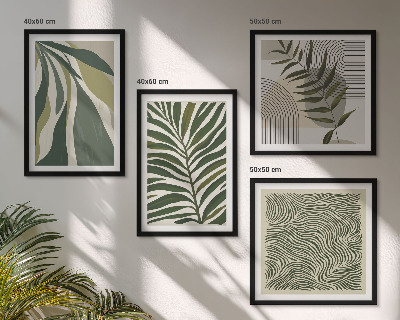 Set om 4 tavlor Lövvågor pastell illustrationer