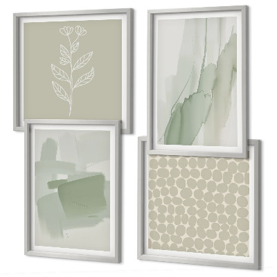 Tavelvägg med 4 tavlor Abstrakta akvarellväxter