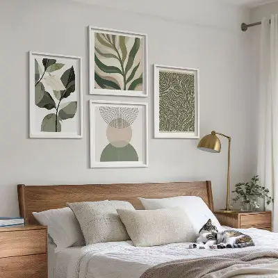 Abstrakta tavlor med geometriska löv set om 4 stycken