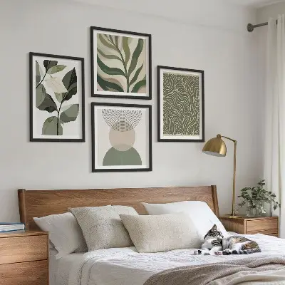 Abstrakta tavlor med geometriska löv set om 4 stycken
