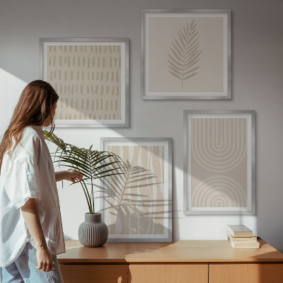 Tavelvägg med 4 tavlor Beige växtmönster