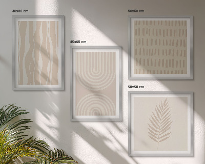 Tavelvägg med 4 tavlor Beige växtmönster