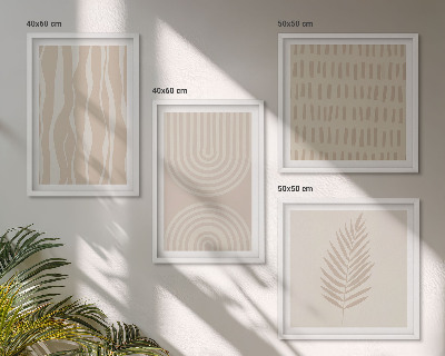 Tavelvägg med 4 tavlor Beige växtmönster