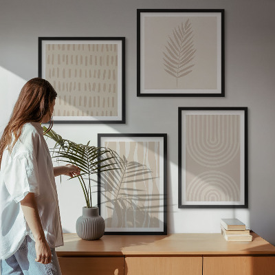Tavelvägg med 4 tavlor Beige växtmönster