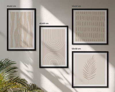 Tavelvägg med 4 tavlor Beige växtmönster