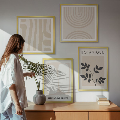 Tavelvägg ovanför soffa Boho-affischer med delikata växter